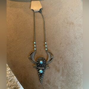Unique Silver and Gold Pendant necklace with turquoise stones